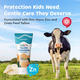 Vigority ingredients label close-up highlighting zinc oxide and grass-fed tallow