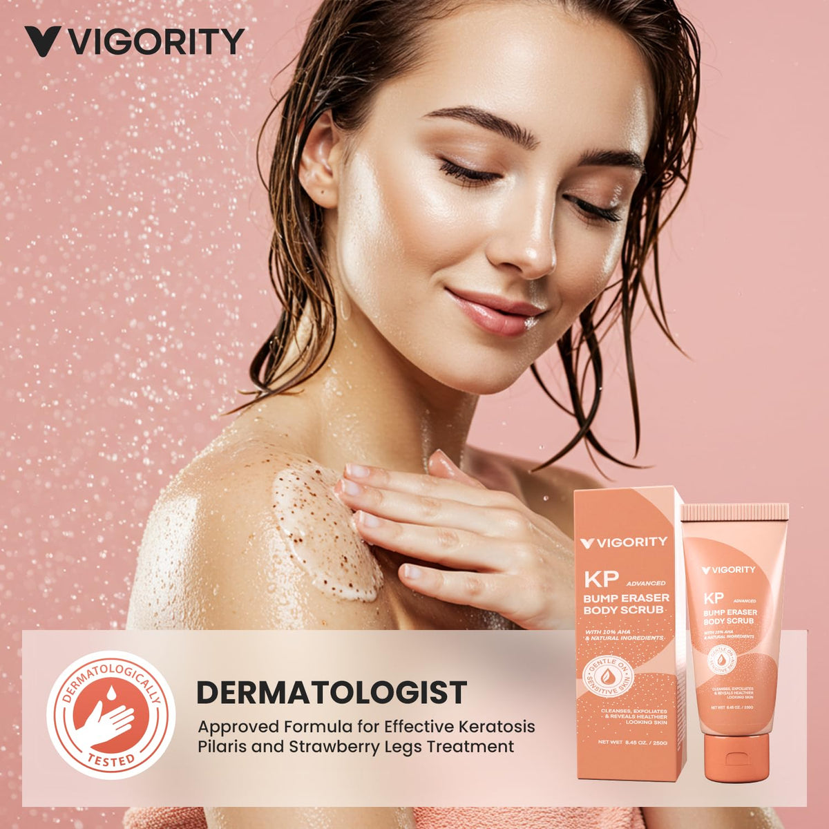 Vigority KP Bump Eraser ingredient label highlighting AHA and natural exfoliants