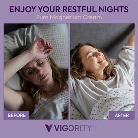Vigority lotion in a cozy bedtime scene promoting calm family routine