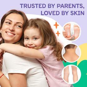 Vigority massaging lotion into a child’s legs to soothe before sleep