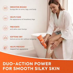 Vigority lotion applied to elbow to show hydration and reduced roughness benefit