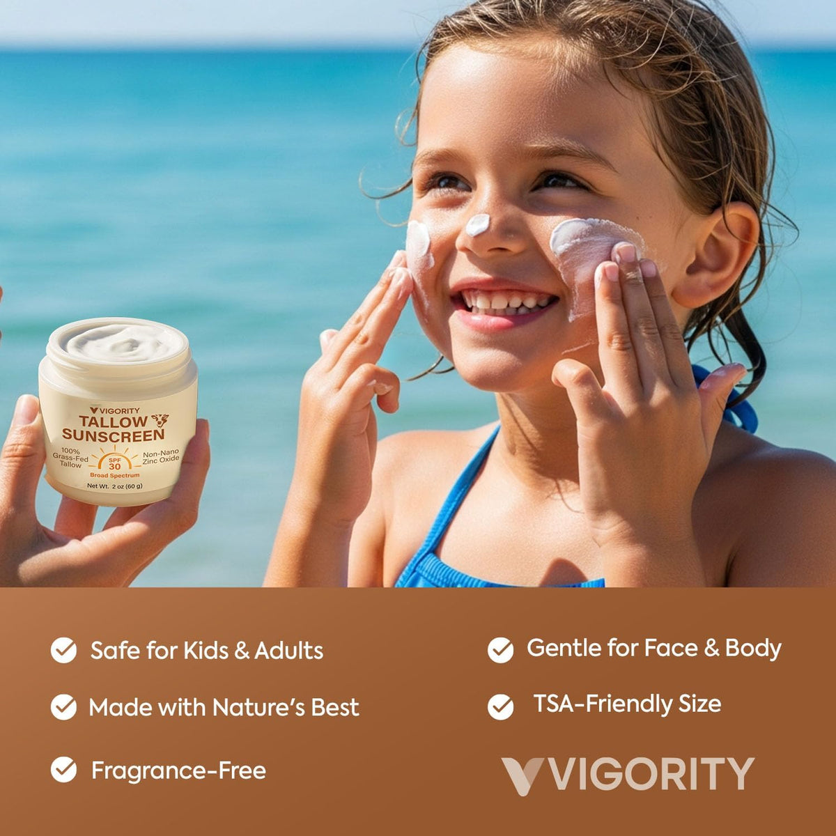 Vigority open cap dispensing clear zinc sunscreen texture for easy application benefit