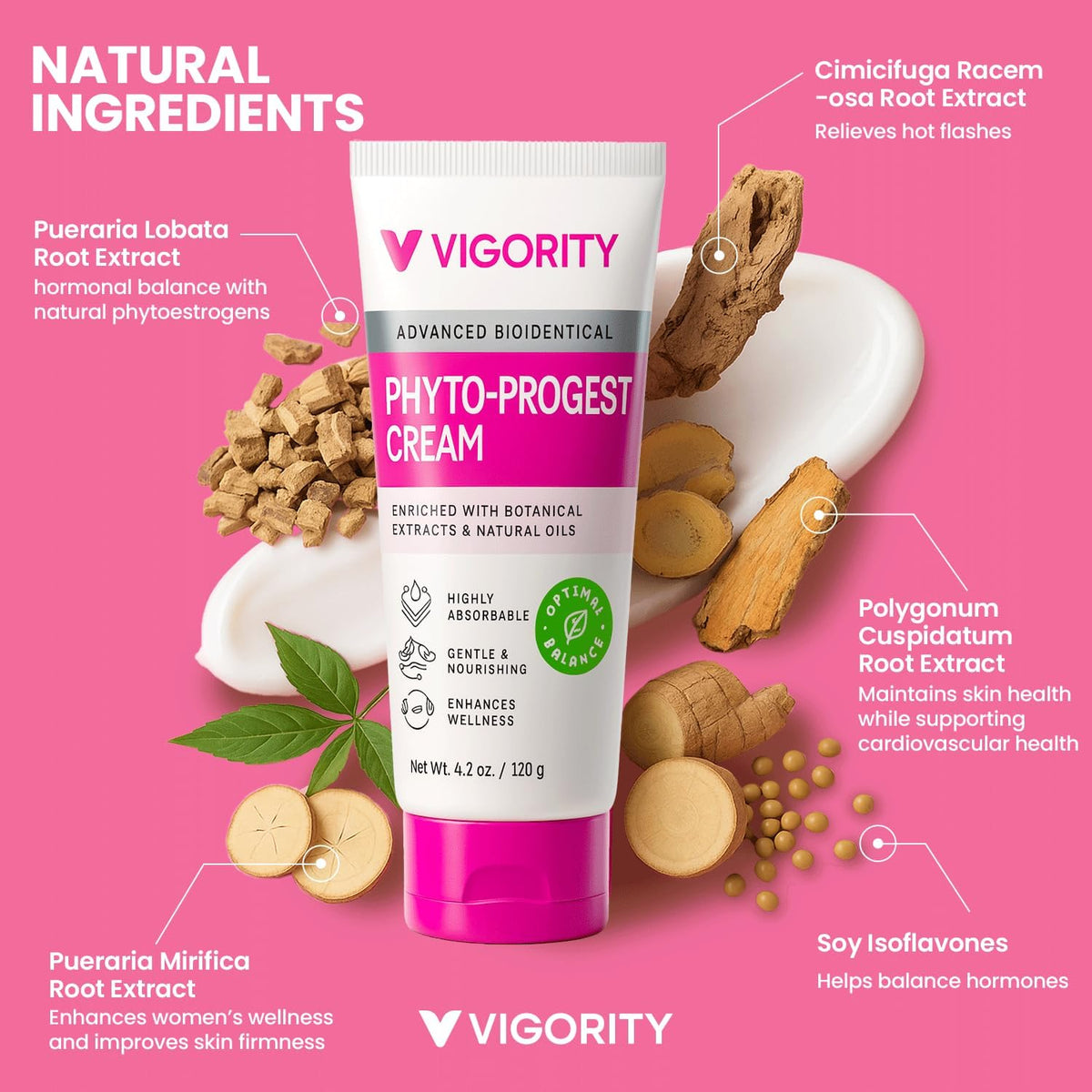 Vigority cream texture close-up illustrating lightweight, fast absorption benefit