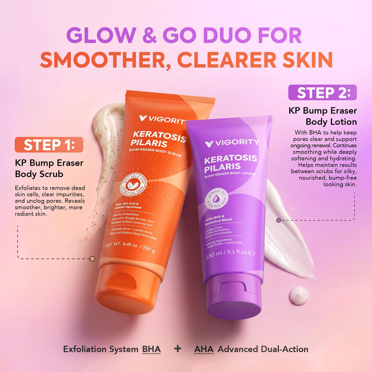 Vigority scrub texture close-up demonstrates exfoliating beads and creamy consistency