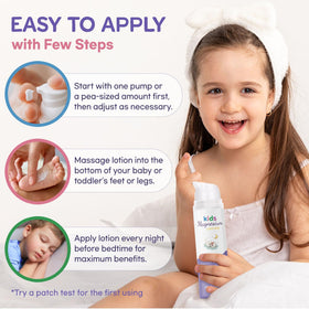 Vigority lotion tube next to pajamas showing travel-friendly size