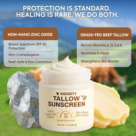 Vigority sunscreen spread on hand demonstrating smooth application and coverage benefit