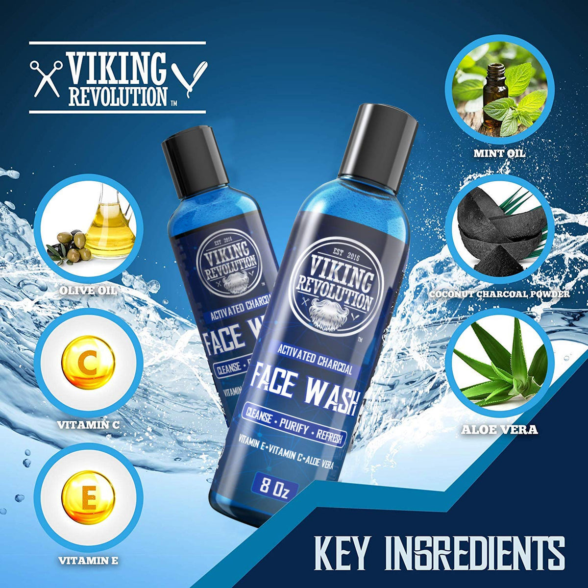 Viking Revolution activated charcoal powder close-up showing purifying ingredient benefit