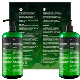Viking Revolution bottle beside tea tree leaves showing natural active ingredient benefit