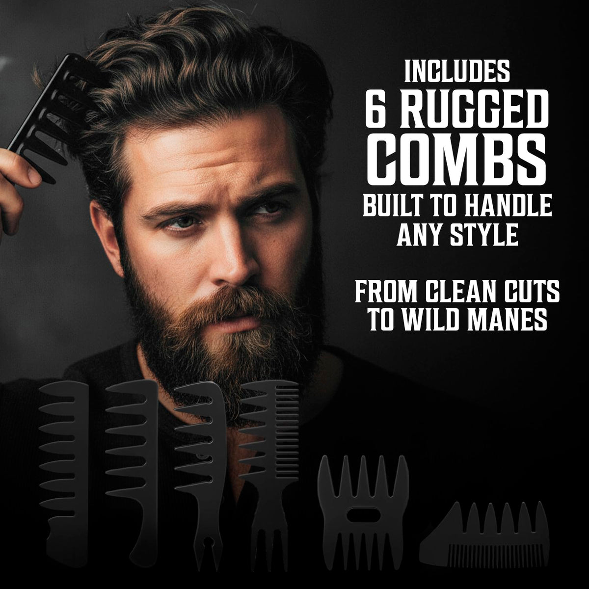 Viking Revolution six-piece comb set displayed for precise styling control