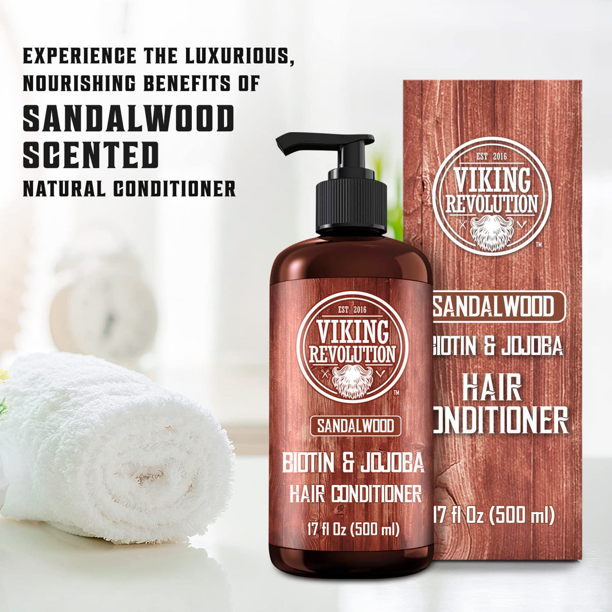 Viking Revolution conditioner applied to hair in shower for hydration
