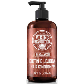 Viking Revolution front bottle view showing sandalwood scent and benefits