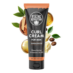 Viking Revolution front packaging showing 8 fl oz cream and sandalwood scent that defines curls