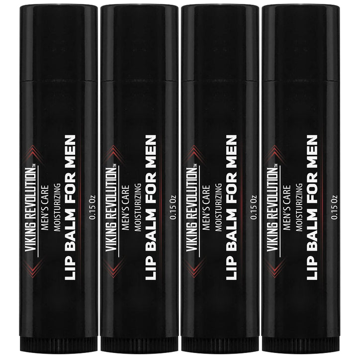 Viking Revolution front packaging showing four balm tubes and benefits