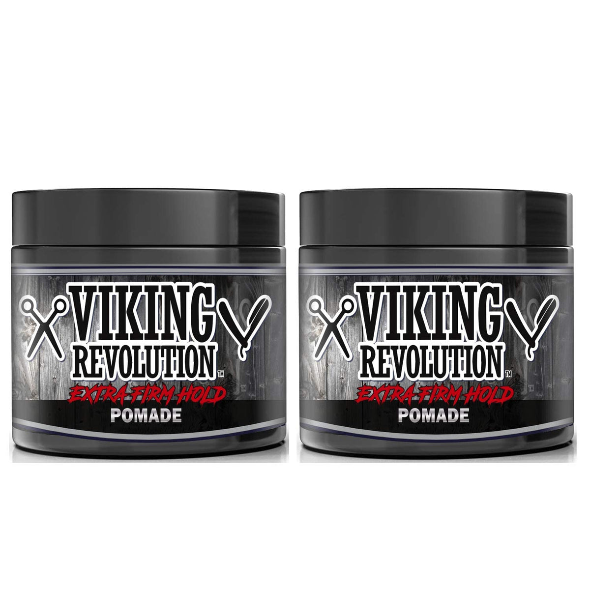 Viking Revolution front packaging showing twin pomade tins and product branding for reliable styling