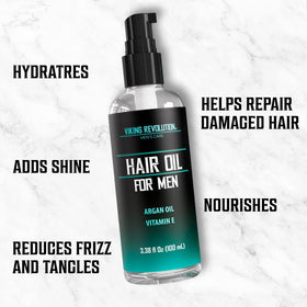 Viking Revolution hair before and after using oil showing reduced frizz benefit