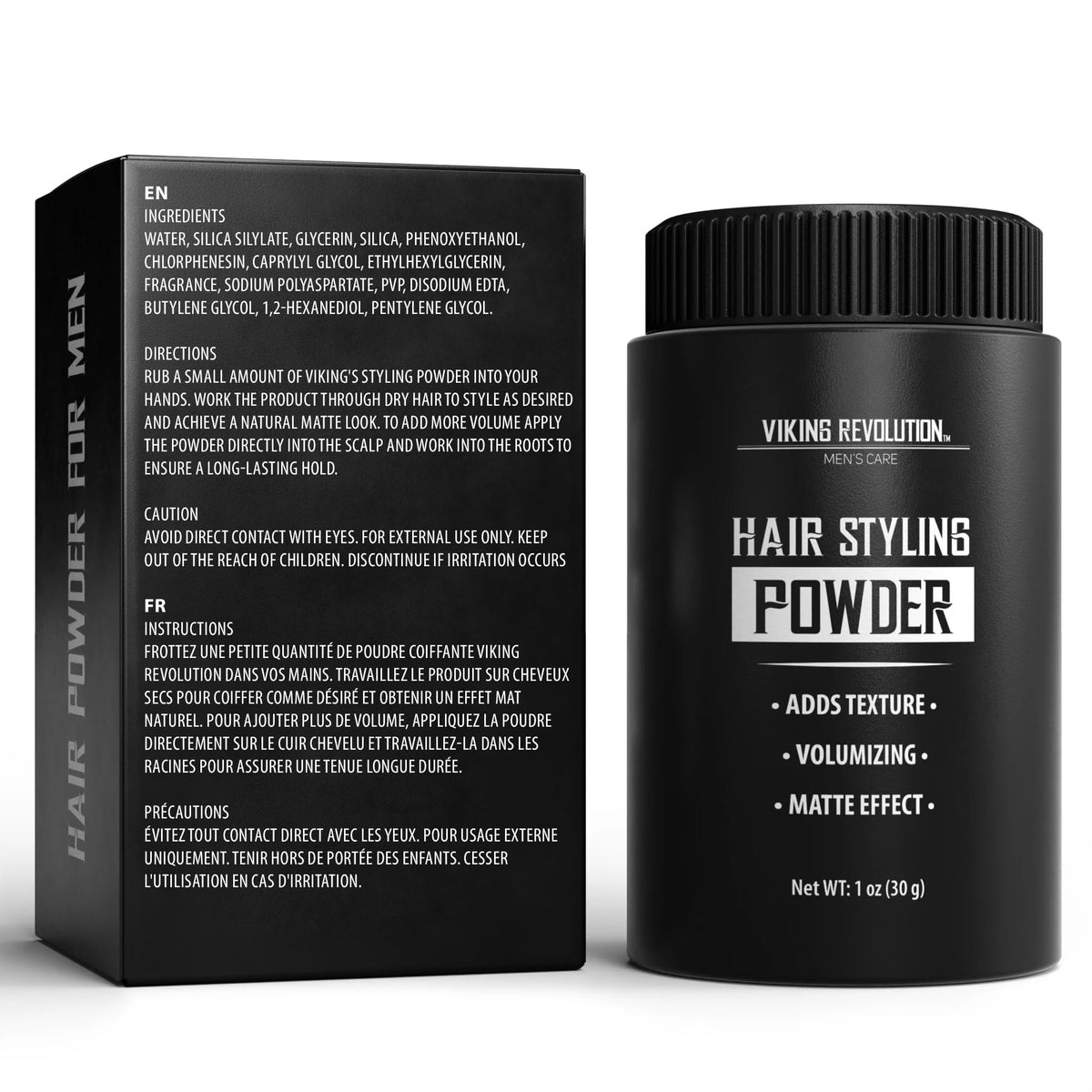 Viking Revolution in use on male model adding volume and matte finish