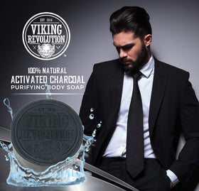 Viking Revolution soap in use in shower providing refreshing peppermint eucalyptus benefit