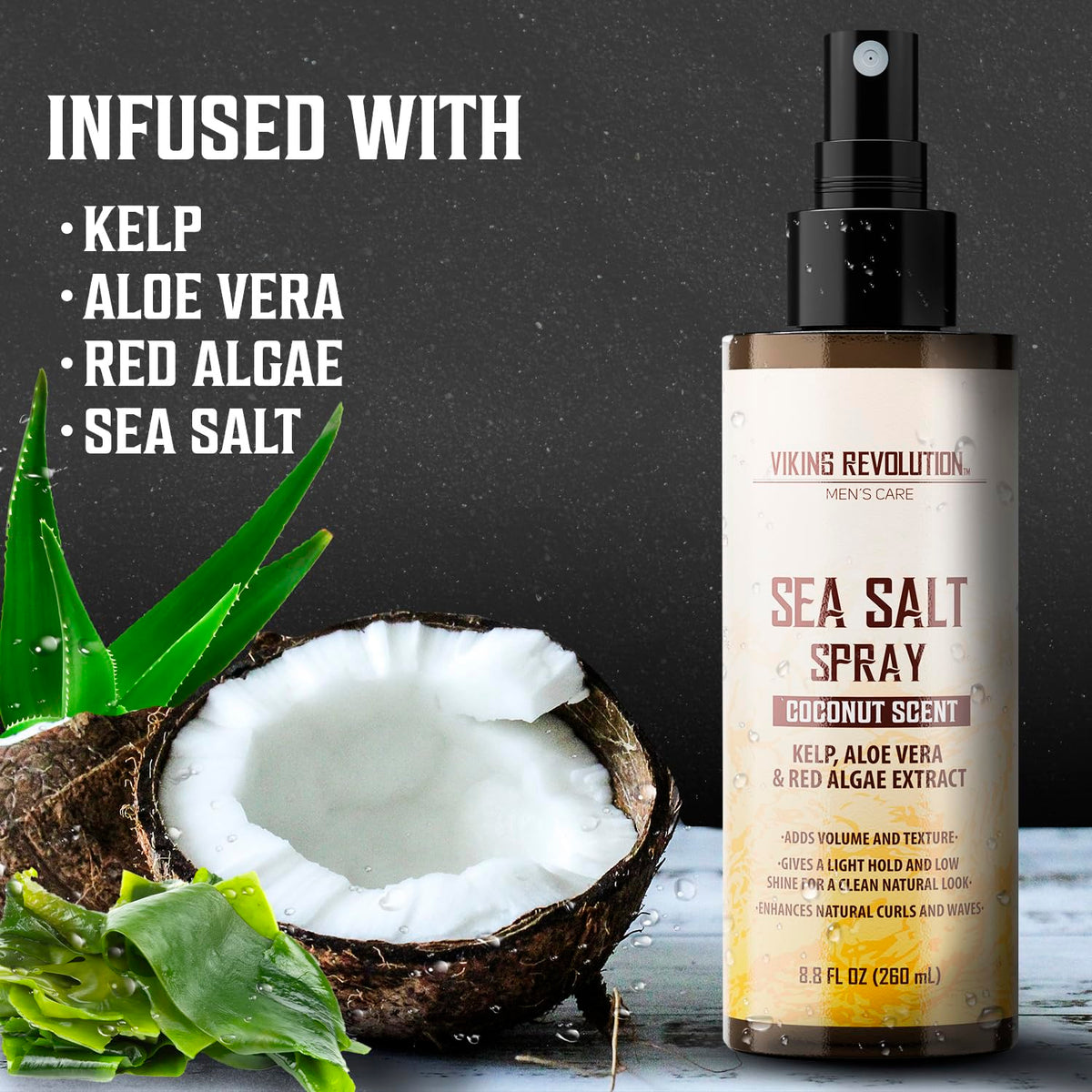 Viking Revolution ingredient label highlighting kelp, aloe vera and red algae extracts