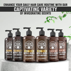 Viking Revolution ingredient label closeup showing biotin and jojoba benefits