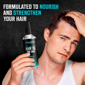 Viking Revolution bottle on bathroom counter suggesting daily grooming convenience benefit