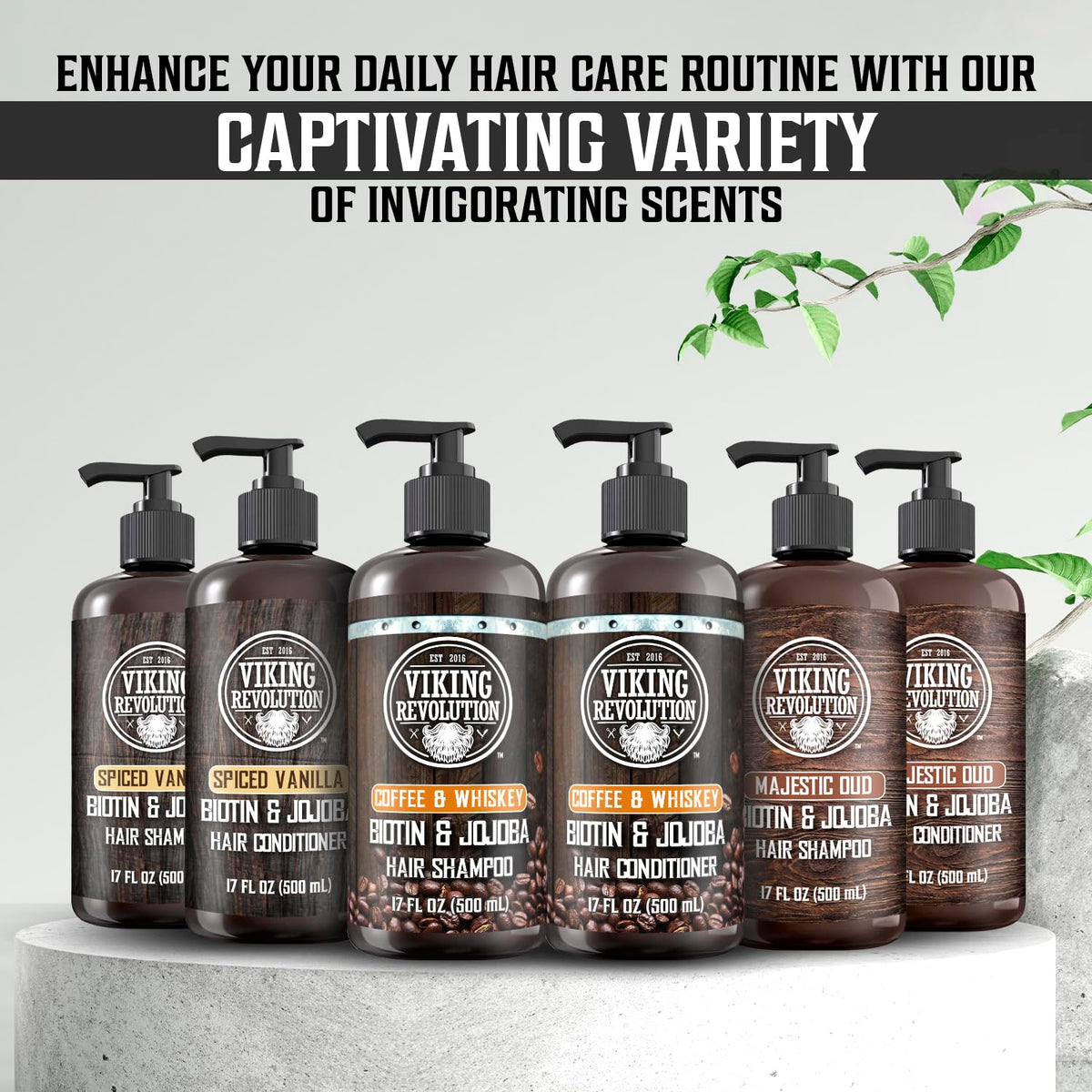 Viking Revolution bottles staged in shower lifestyle setting suggesting everyday grooming