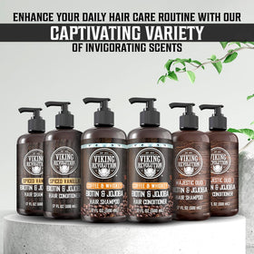 Viking Revolution bottles staged in shower lifestyle setting suggesting everyday grooming