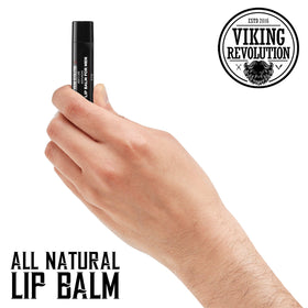 Viking Revolution lip balm in pocket illustrating portability and on-the-go use