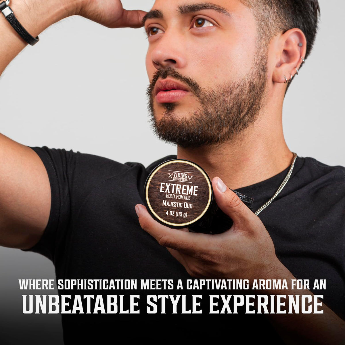 Viking Revolution open jar revealing creamy pomade texture for easy application