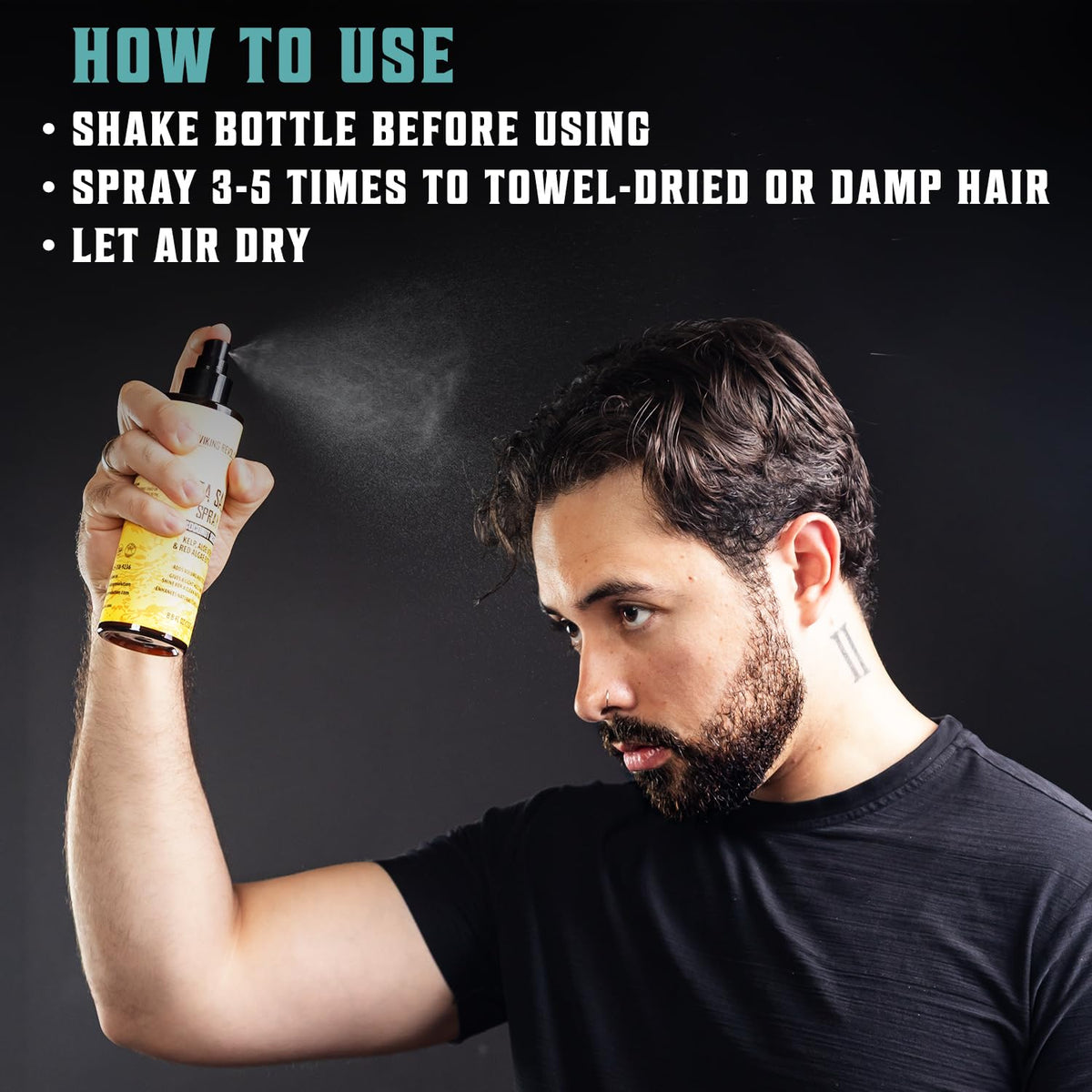 Viking Revolution mist spraying into hand illustrating fine texture and even coverage