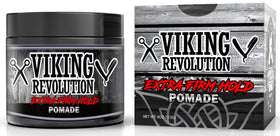 Viking Revolution pomade on hand ready to apply for precise styling