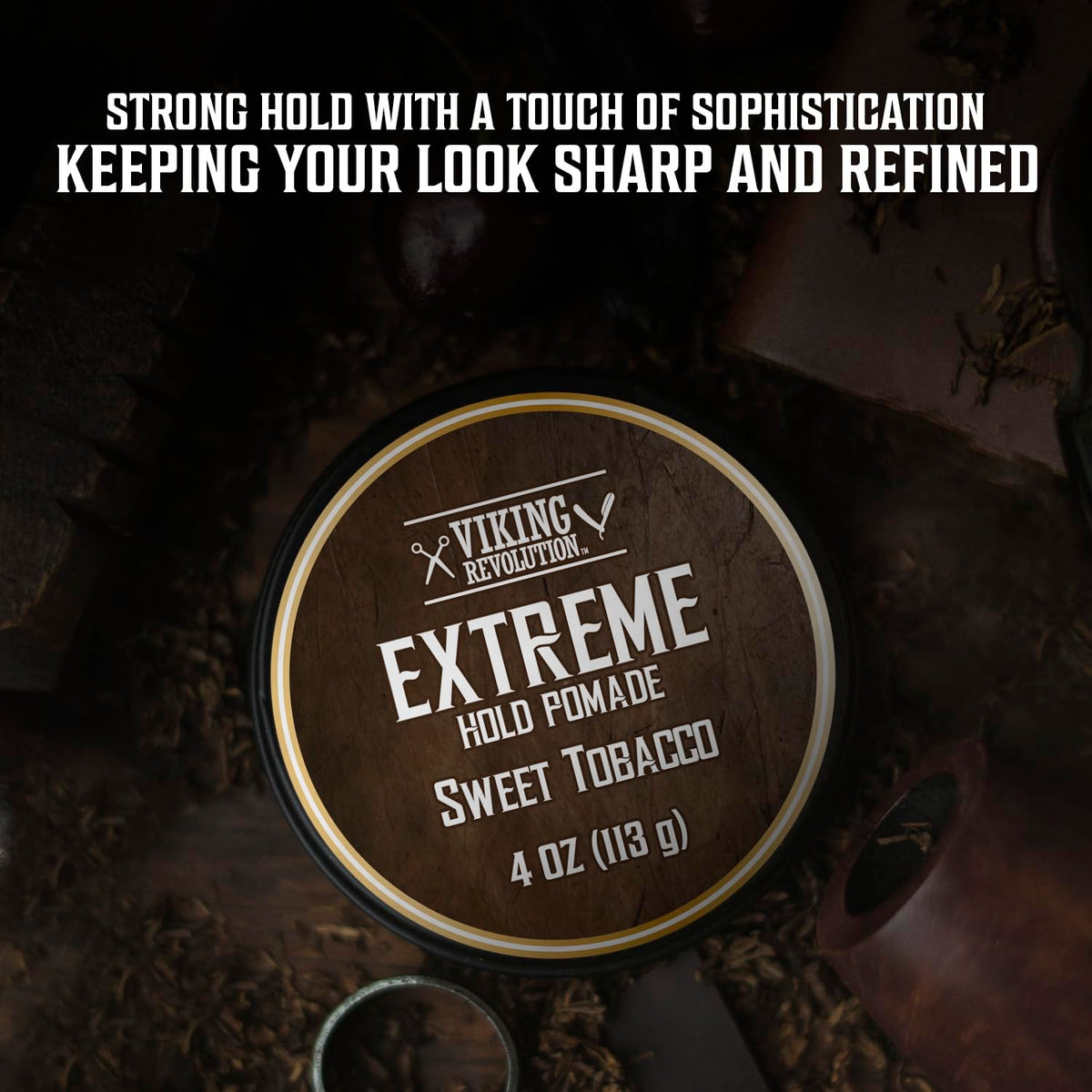 Viking Revolution pomade on hands being spread for controlled styling