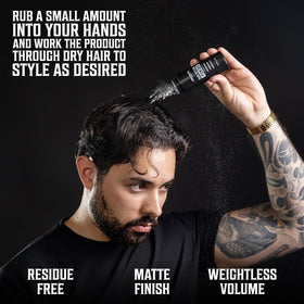 Viking Revolution styling powder being sprinkled into roots for instant lift
