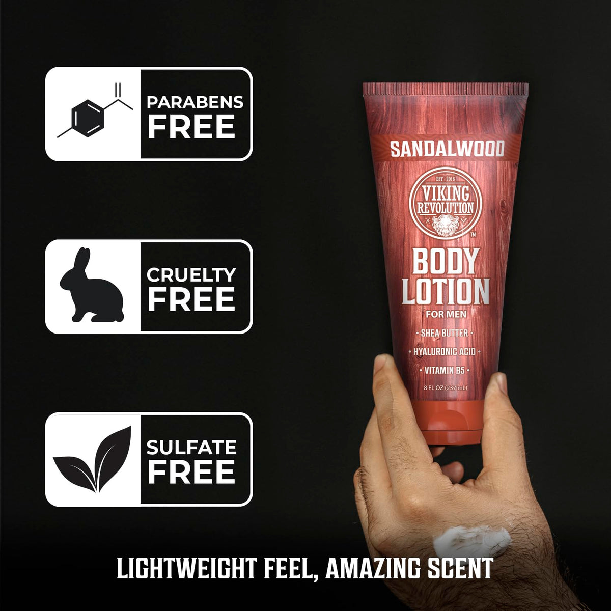 Viking Revolution applying lotion to forearm for instant hydration benefit