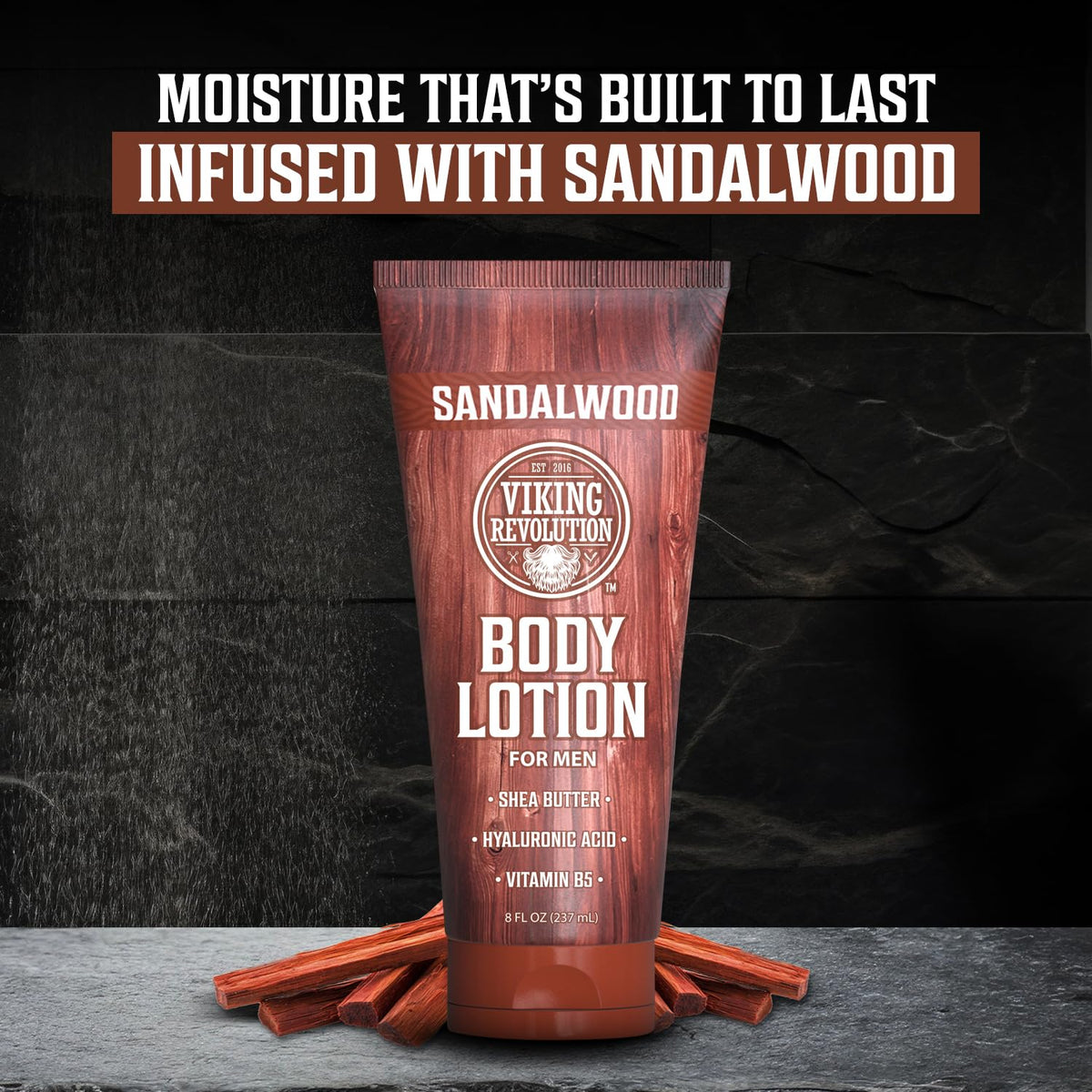 Viking Revolution bottle on bathroom shelf suggesting daily grooming routine benefit