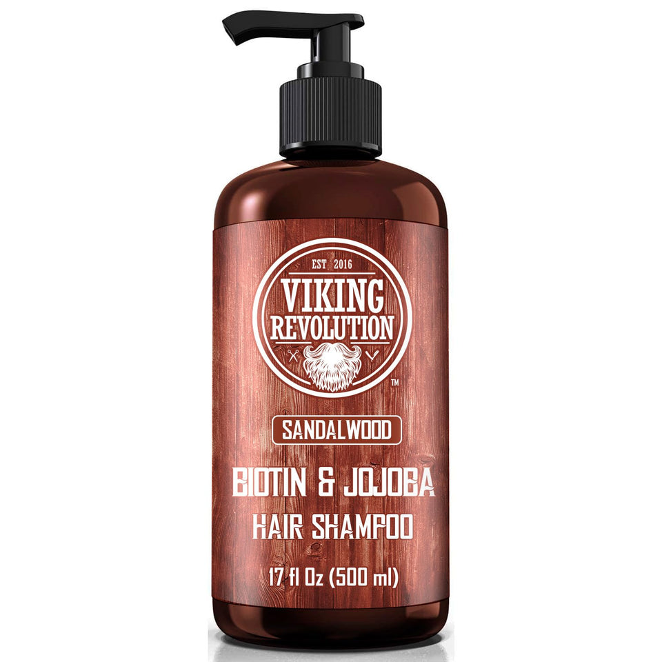 Viking Revolution front label showing sandalwood formula and benefits