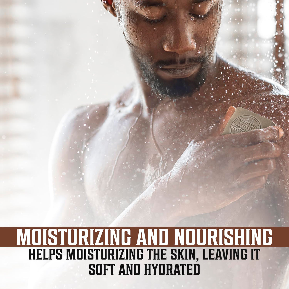 Viking Revolution soap lathered rich foam showing cleansing and moisturizing action