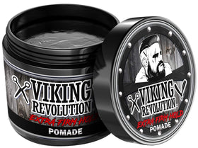 Viking Revolution close-up on hair sheen demonstrating glossy finish