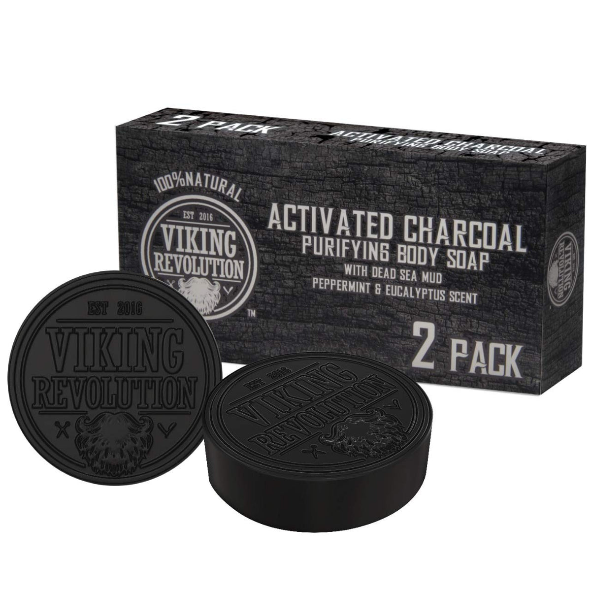 Viking Revolution bar texture with visible Dead Sea mud for mineral-rich cleansing