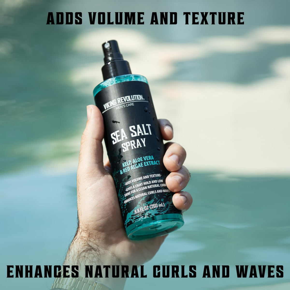 Viking Revolution texture close-up in hair showing enhanced waves and natural volume