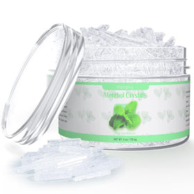 Viktairy menthol crystals jar front view showing pure organic mint crystals