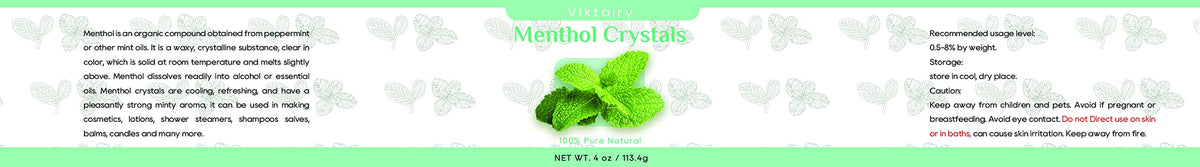 Viktairy menthol crystals next to a ruler showing 4 oz size and scale