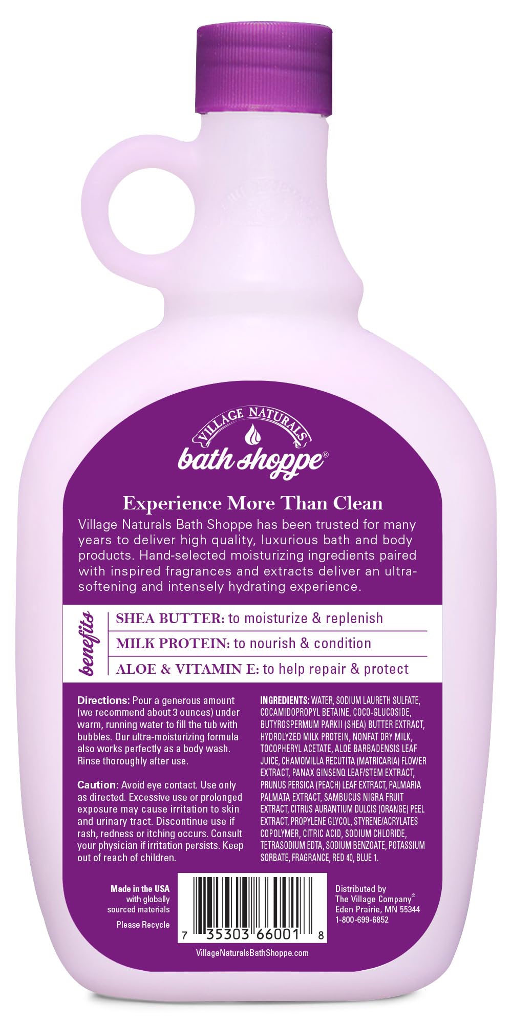 Village Naturals Bath Shoppe close-up of creamy texture highlighting moisturizing benefit