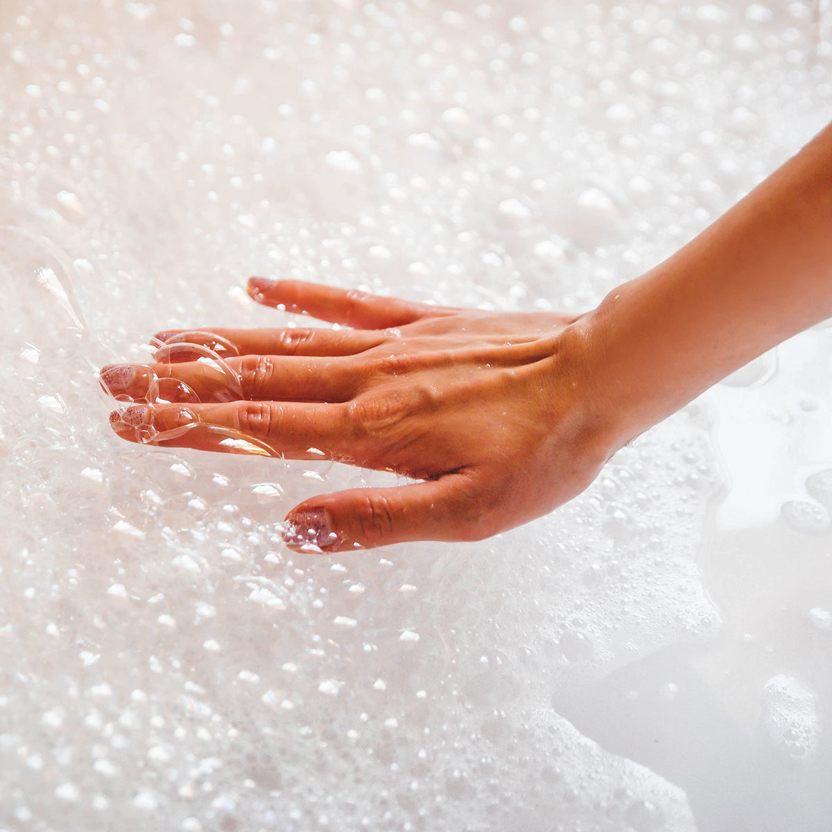 Village Naturals Bath Shoppe in a staged bathroom offering relaxing soak benefit
