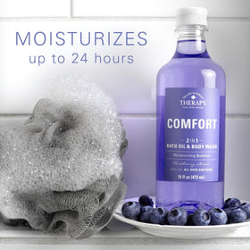 Village Naturals Therapy foam texture close-up illustrating rich foaming action