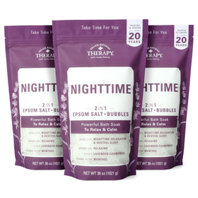 Village Naturals Therapy front label showing calming bedtime scent benefits