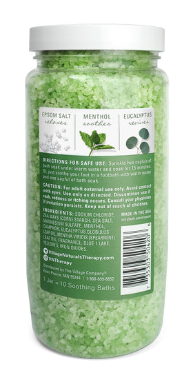Village Naturals Therapy open jar showing mineral grains and texture for easy dosing