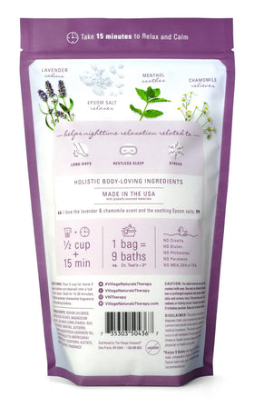 Village Naturals Therapy open jar with scoop highlighting easy dosing benefits