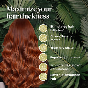 VIMOZA oil applied in hands for easy scalp and strand application benefit