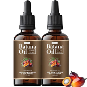 VIMOZA front packaging showing two organic Batana oil bottles and benefits