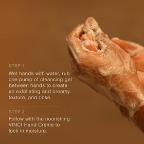 Vinci Botanicals in-use at sink showing effective cleansing and hydration